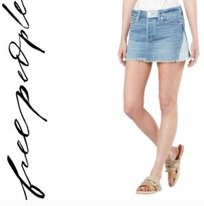 Free People Patched Denim Skirt